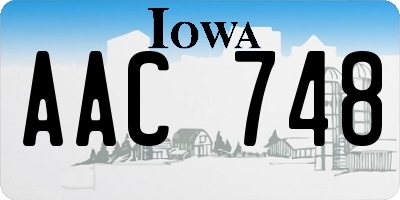 IA license plate AAC748