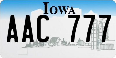 IA license plate AAC777