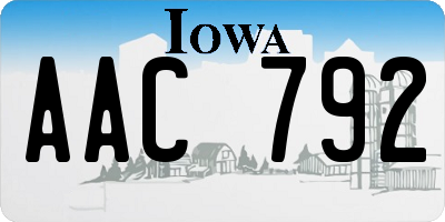 IA license plate AAC792