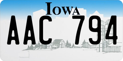 IA license plate AAC794