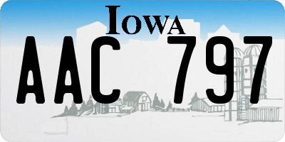 IA license plate AAC797