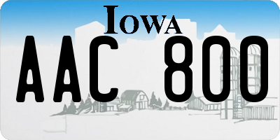 IA license plate AAC800