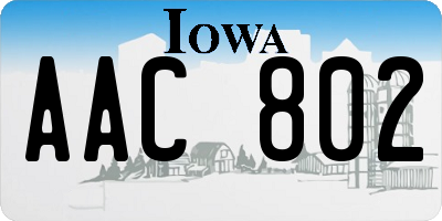 IA license plate AAC802