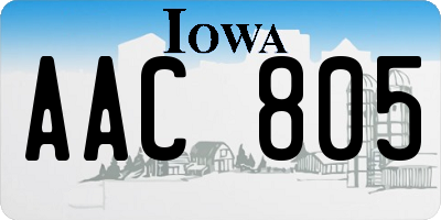 IA license plate AAC805