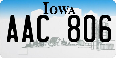 IA license plate AAC806