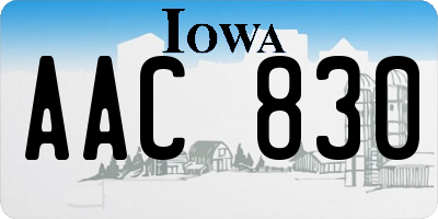 IA license plate AAC830