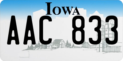 IA license plate AAC833