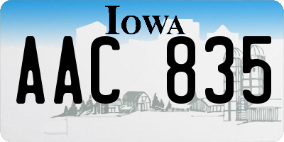 IA license plate AAC835