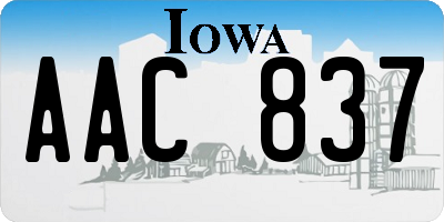 IA license plate AAC837