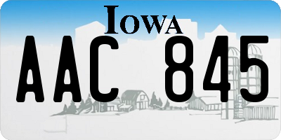 IA license plate AAC845