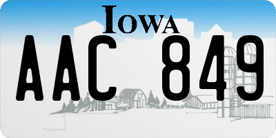 IA license plate AAC849