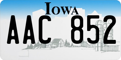 IA license plate AAC852