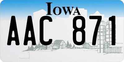 IA license plate AAC871