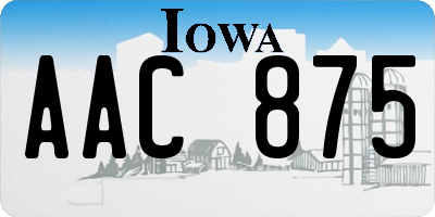 IA license plate AAC875