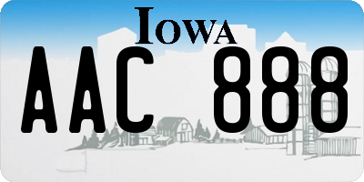 IA license plate AAC888