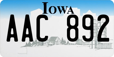 IA license plate AAC892