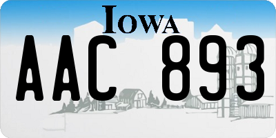 IA license plate AAC893