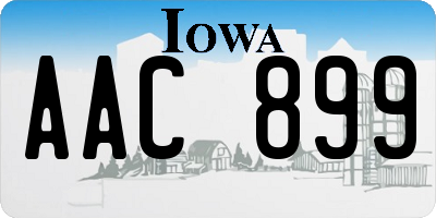 IA license plate AAC899