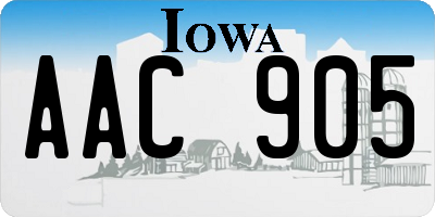 IA license plate AAC905