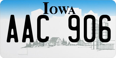 IA license plate AAC906