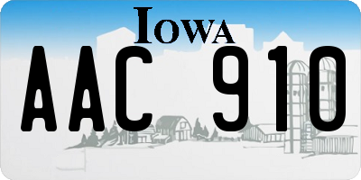 IA license plate AAC910