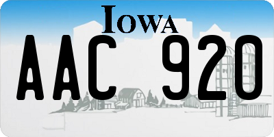 IA license plate AAC920