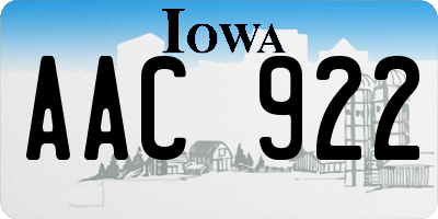 IA license plate AAC922