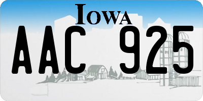 IA license plate AAC925
