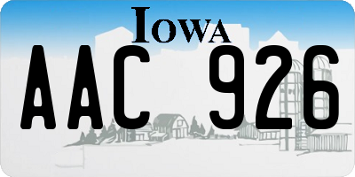 IA license plate AAC926