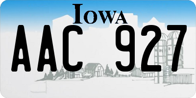 IA license plate AAC927