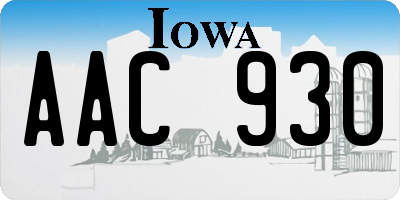 IA license plate AAC930