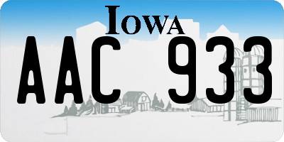 IA license plate AAC933