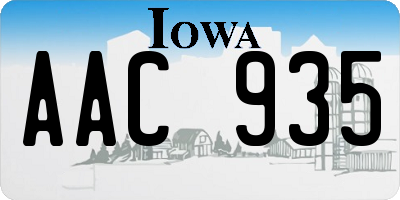 IA license plate AAC935