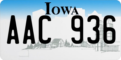 IA license plate AAC936