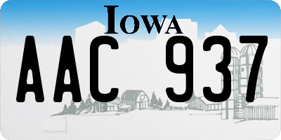 IA license plate AAC937