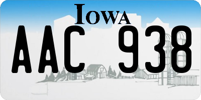 IA license plate AAC938