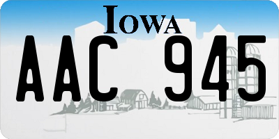 IA license plate AAC945