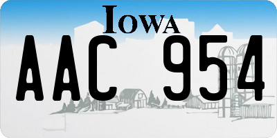 IA license plate AAC954