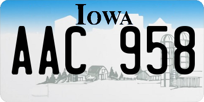 IA license plate AAC958