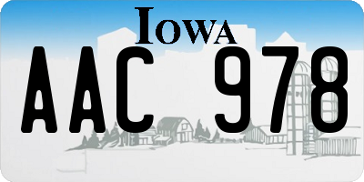 IA license plate AAC978