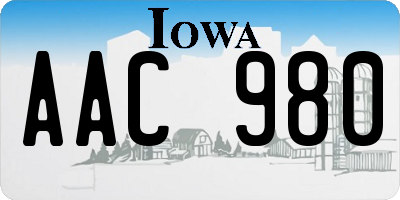 IA license plate AAC980