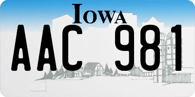 IA license plate AAC981