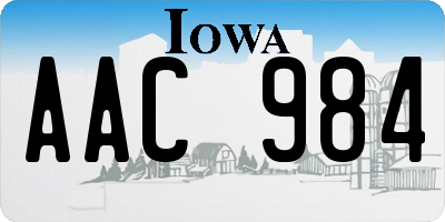 IA license plate AAC984