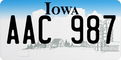 IA license plate AAC987