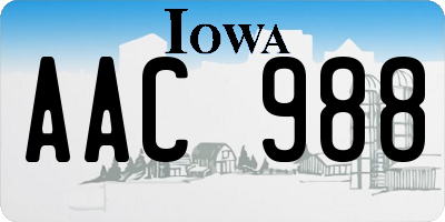 IA license plate AAC988