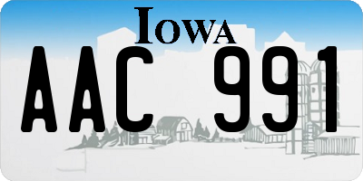 IA license plate AAC991