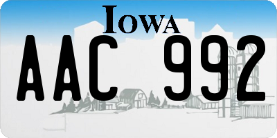 IA license plate AAC992