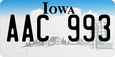 IA license plate AAC993