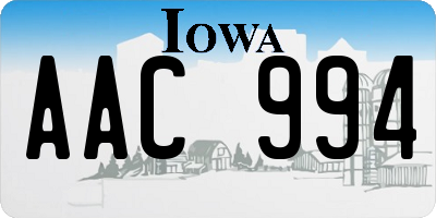 IA license plate AAC994