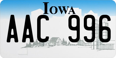 IA license plate AAC996